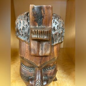 LARGE HEAD HAND CARVED FROM WOOD 11” by 6.5” FROM AFRICA